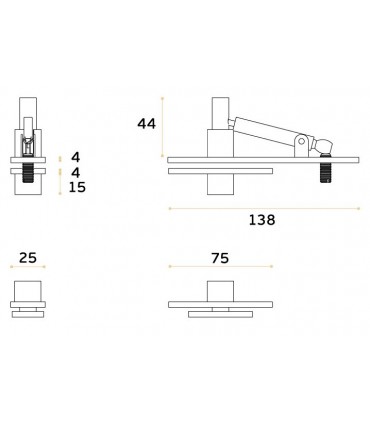 Kit pivot pour porte double action en bois maxi 60 kg