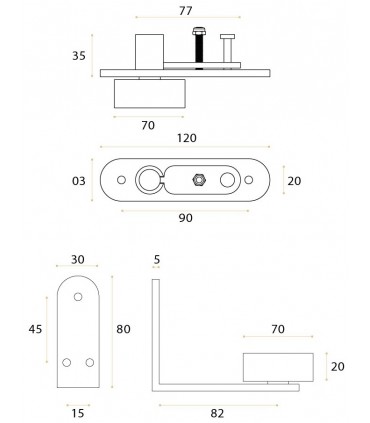 Kit pivot pour porte double action en bois maxi 100 kg