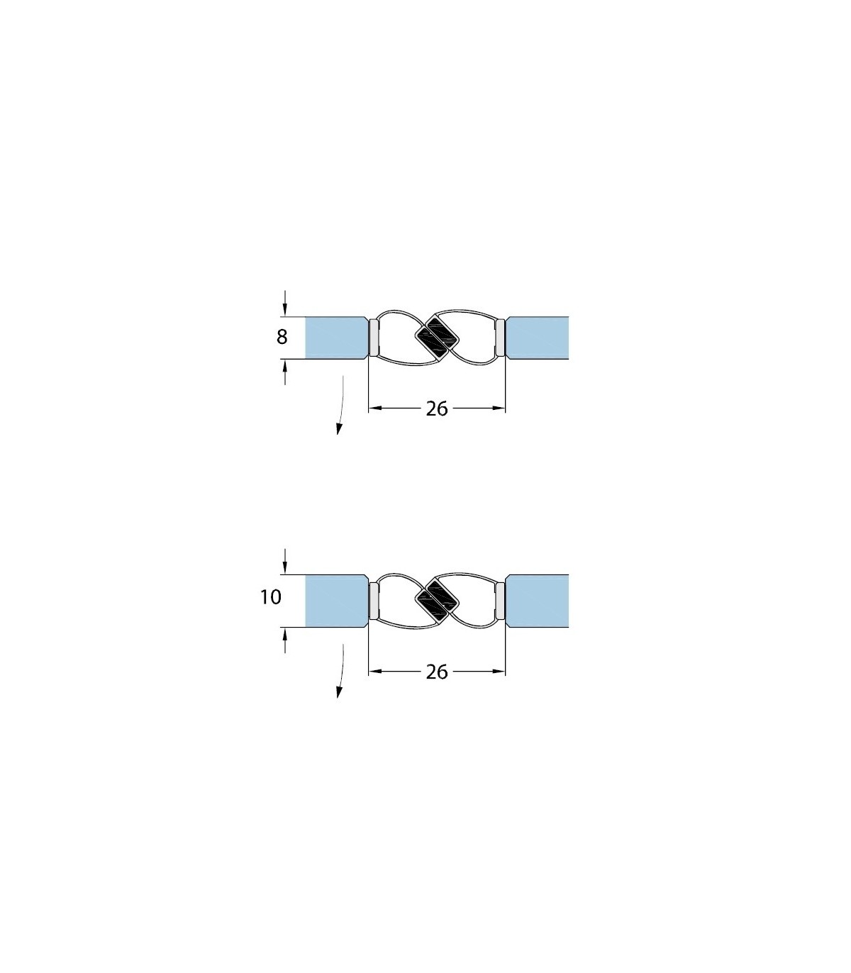 Joint d'étanchéité magnétique, 2x200cm fermeture 90° ou 180° verre