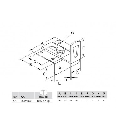 Ferrure de fixation sur meuble pour placards hauts