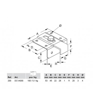 Ferrure de fixation sur rail pour placards hauts