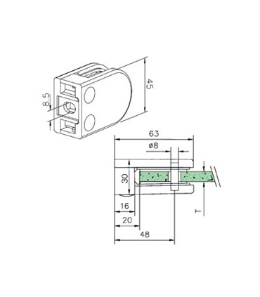 Pince a verre à talon plat - modèle 22 - Zamak effet inox