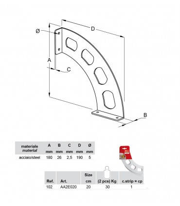 Support pour étagère en bois Boomerang technique