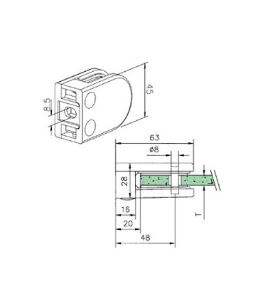 Pince a verre à talon plat - modèle 22 - Inox aisi 316 brossé