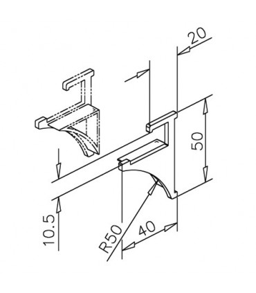 Lot de deux bouchons pour profil support tablette verre 8 mm