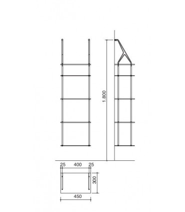 Set de deux supports avec 4 Etagères verre